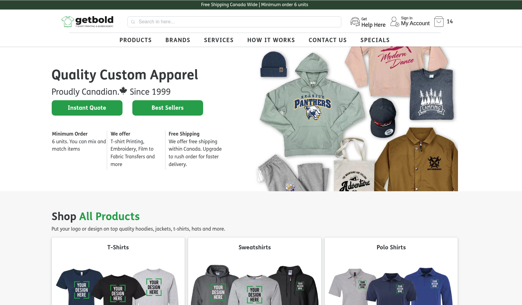 The redesigned GetBold home page